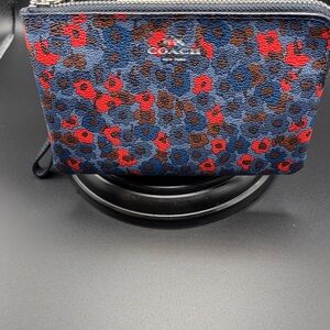 Coach Red and Blue Floral Pouch